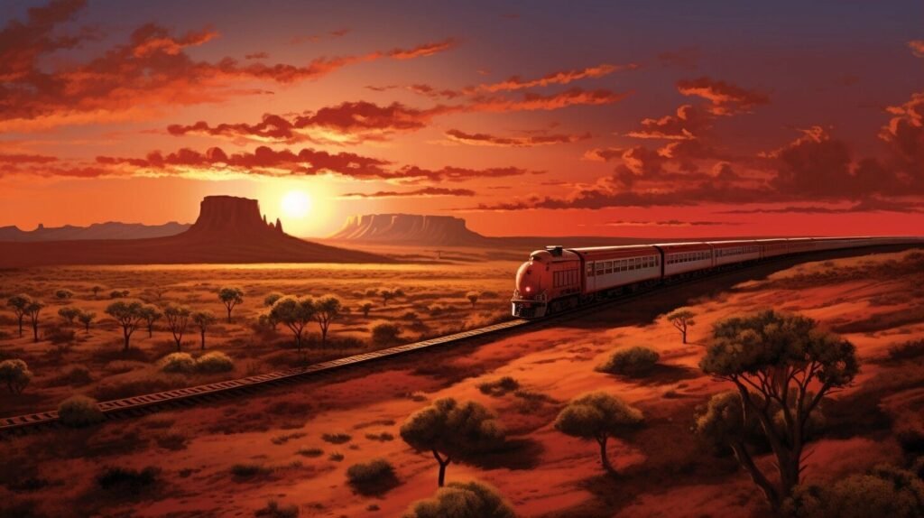 The Ghan train in the Australian Outback