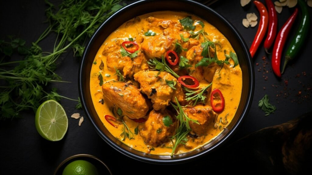 Jamaican curry chicken sauce in a bowl